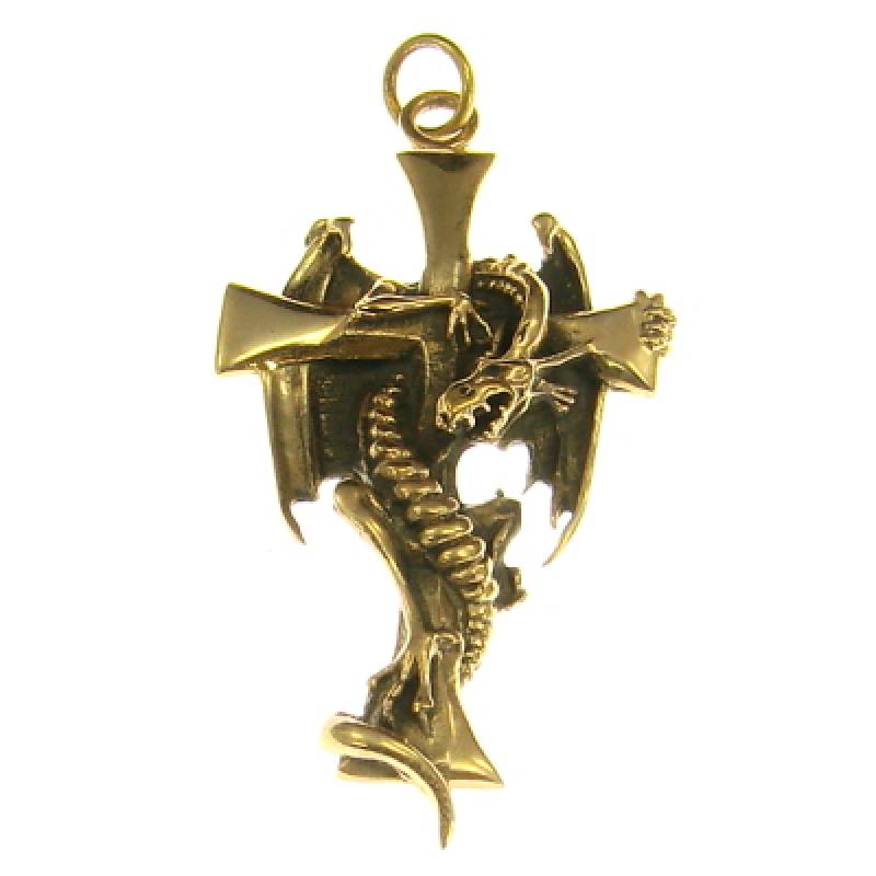 Bronzeanhänger Drache/Kreuz