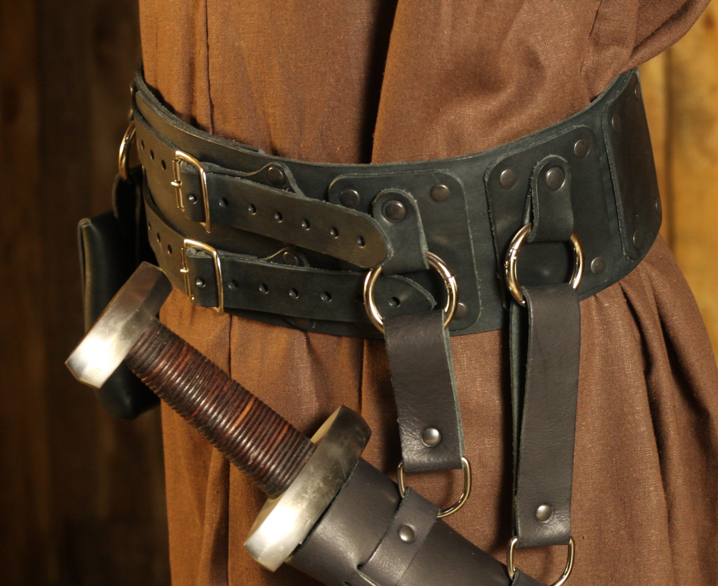 Breitgürtel aus Leder, 10cm, mit Ringen