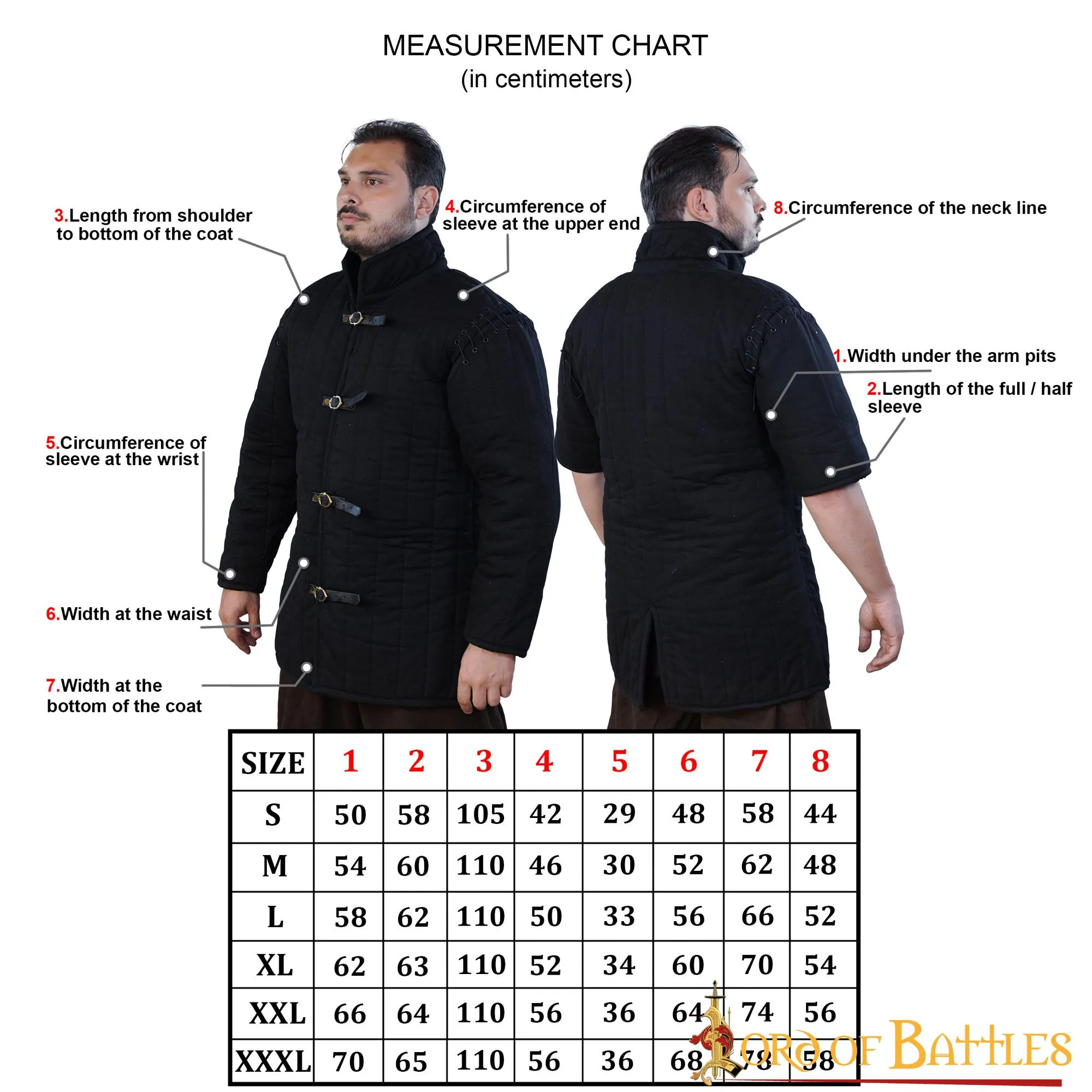 Schwarzer Mittelalterlicher Gambeson (Typ 1)