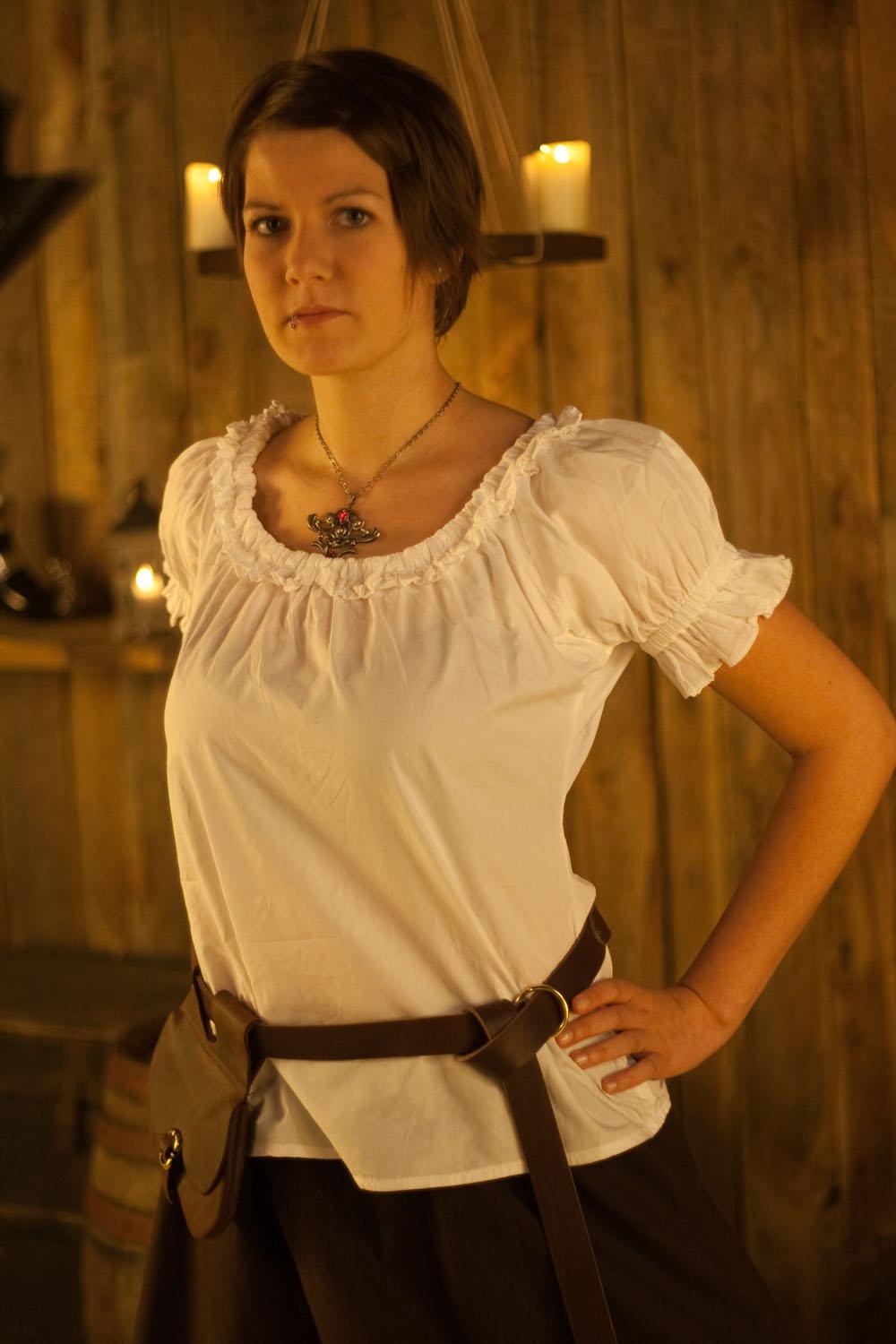 Mittelalterbluse mit Rüschen, Kurzarm