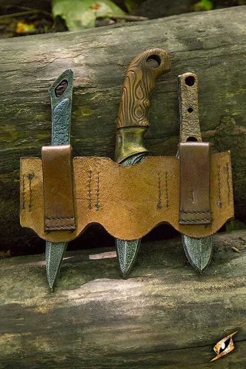 Messerset mit Halterung braun