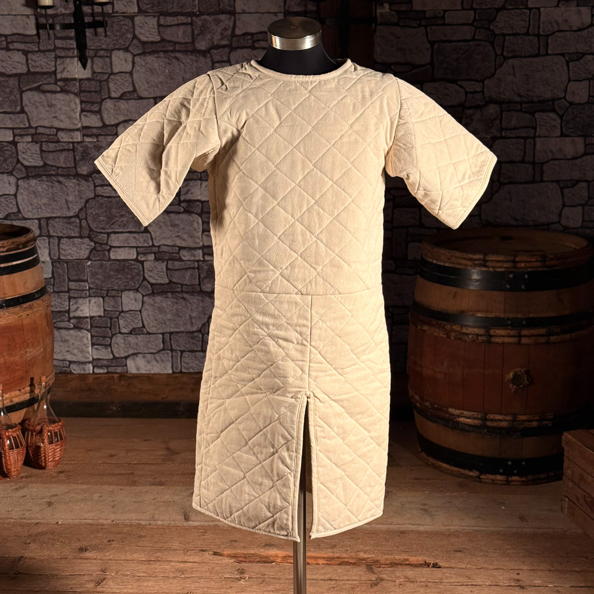Mittelalterlicher Kurzarm-Gambeson, natur