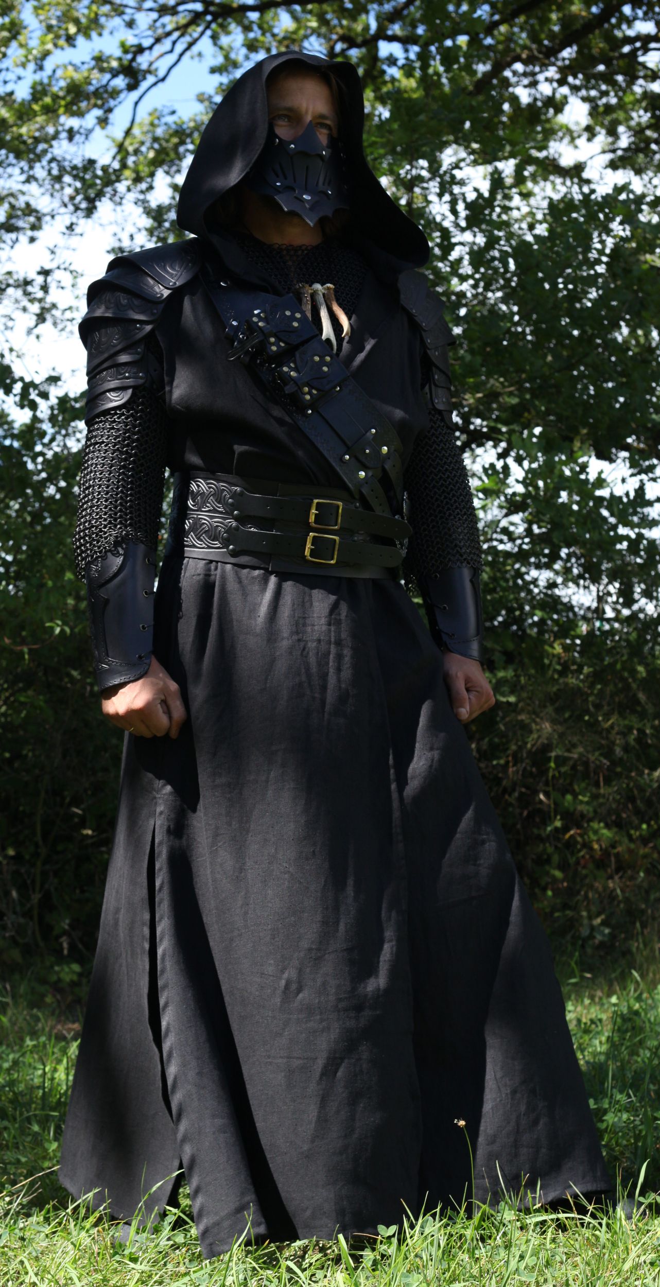 Breiter LARP Ledergürtel, schwarz