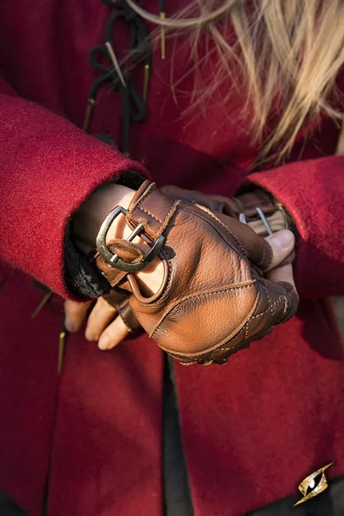 Fingerlose Handschuhe aus Leder braun
