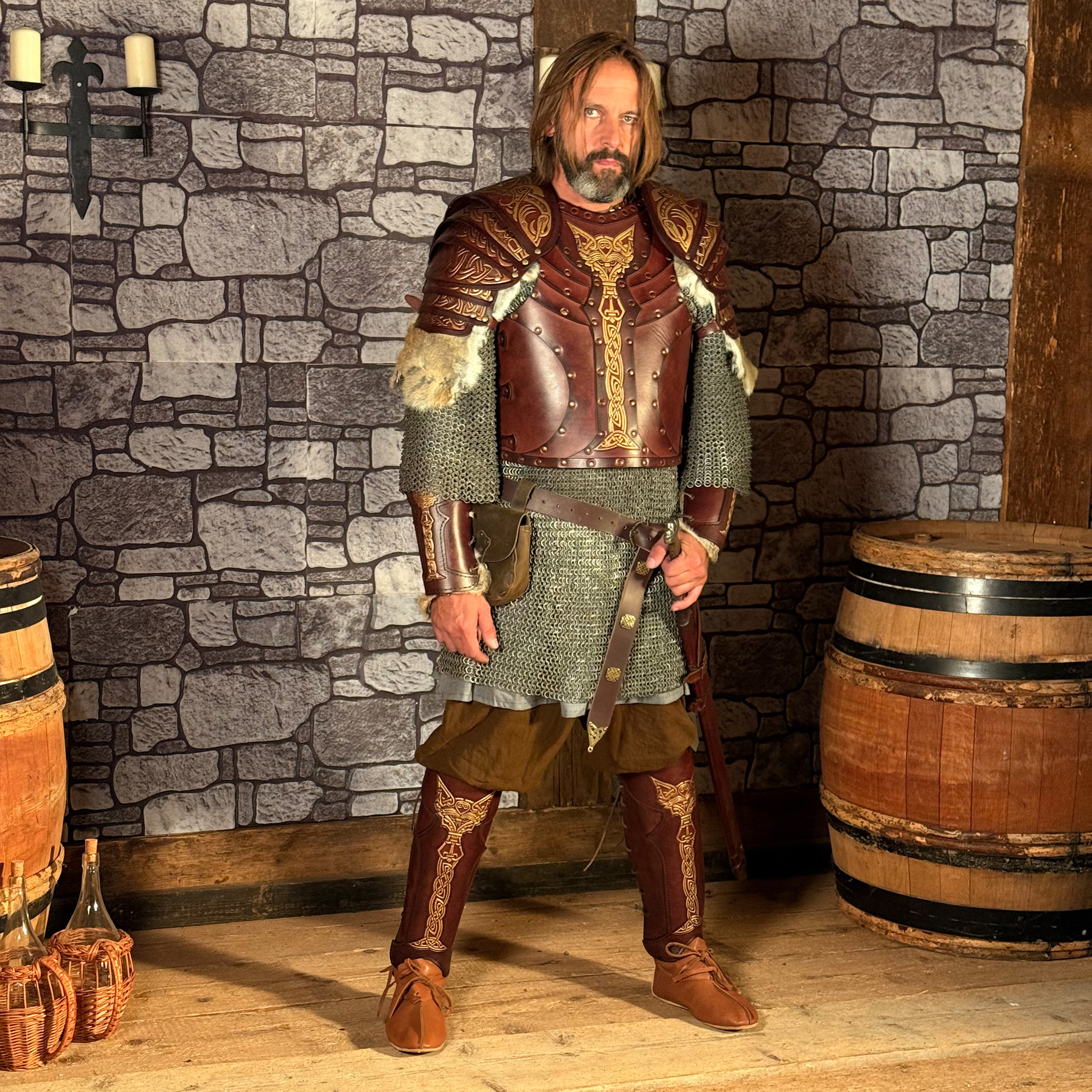 LARP Lederrüstung Vendel Komplettset Gold