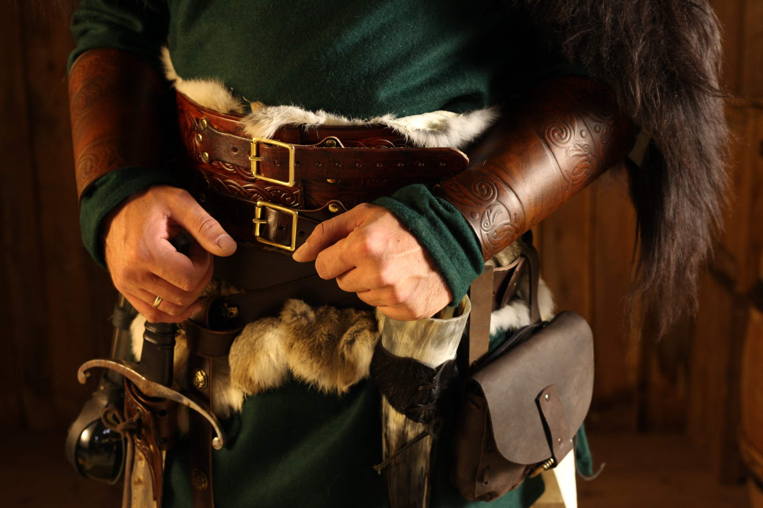 Breiter LARP Ledergürtel, braun