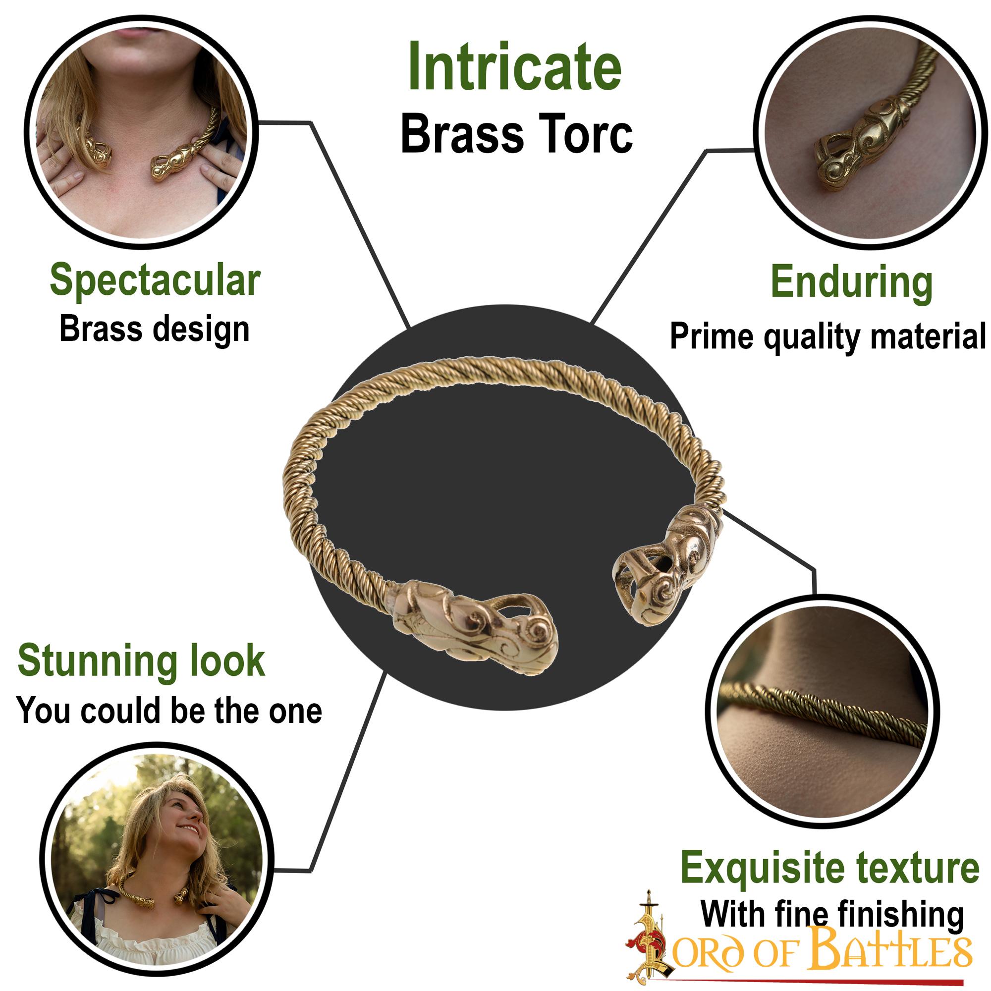 Viking Fenrir Wolf Torque, massives Messing