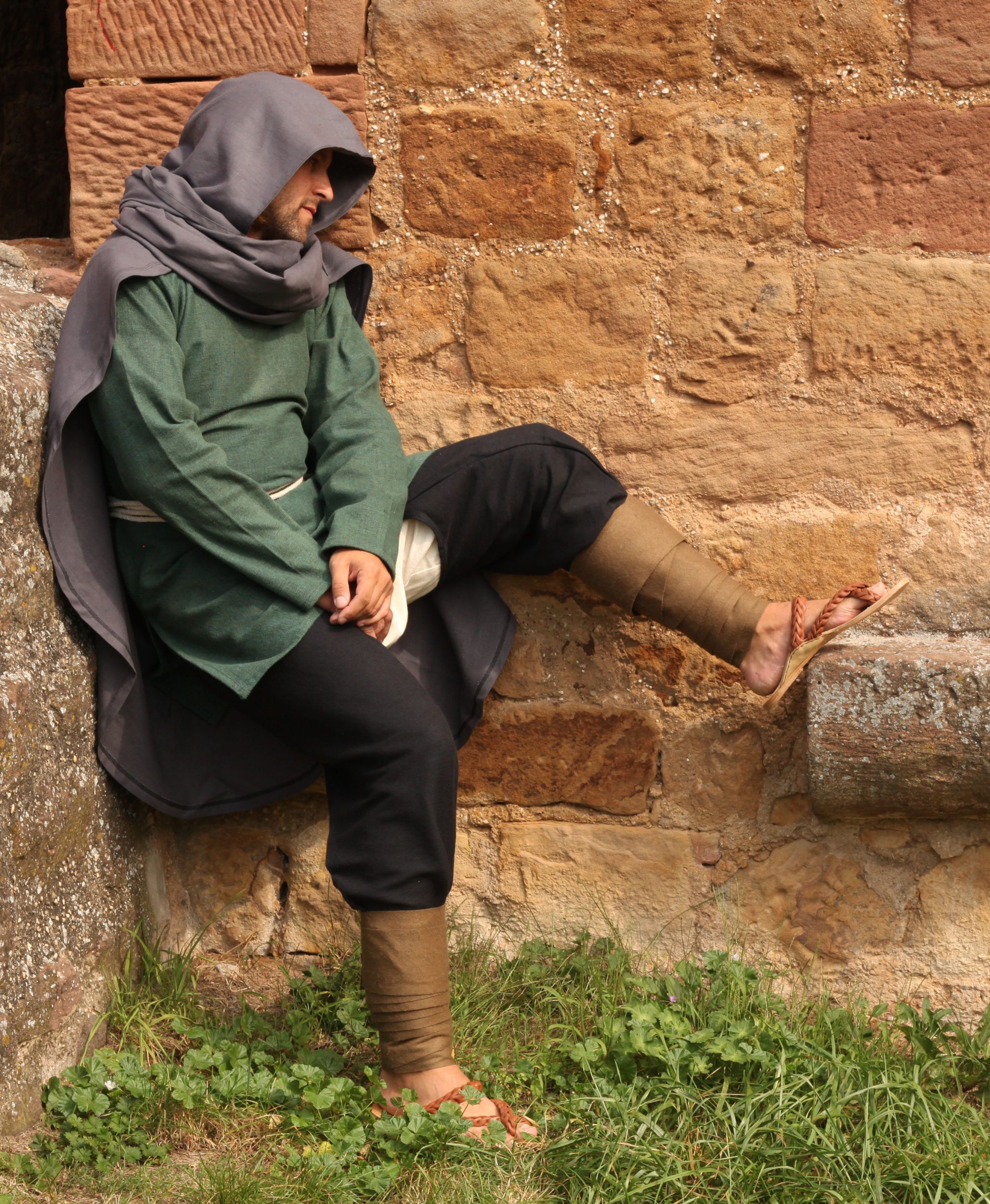 LARP Umhang aus Leinen mit Schal