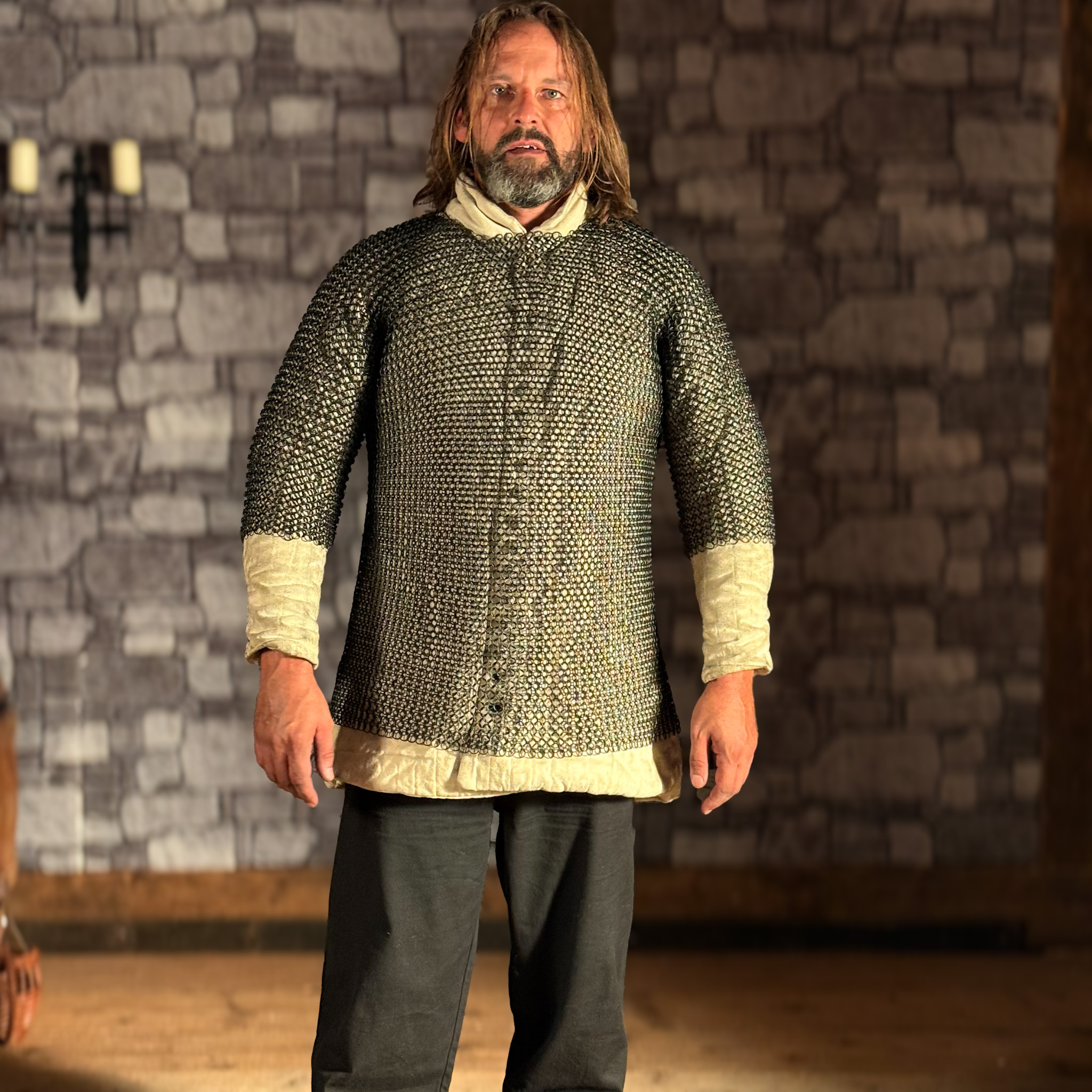 Kettenhemd Haubergeon Rundring 10mm, brüniert