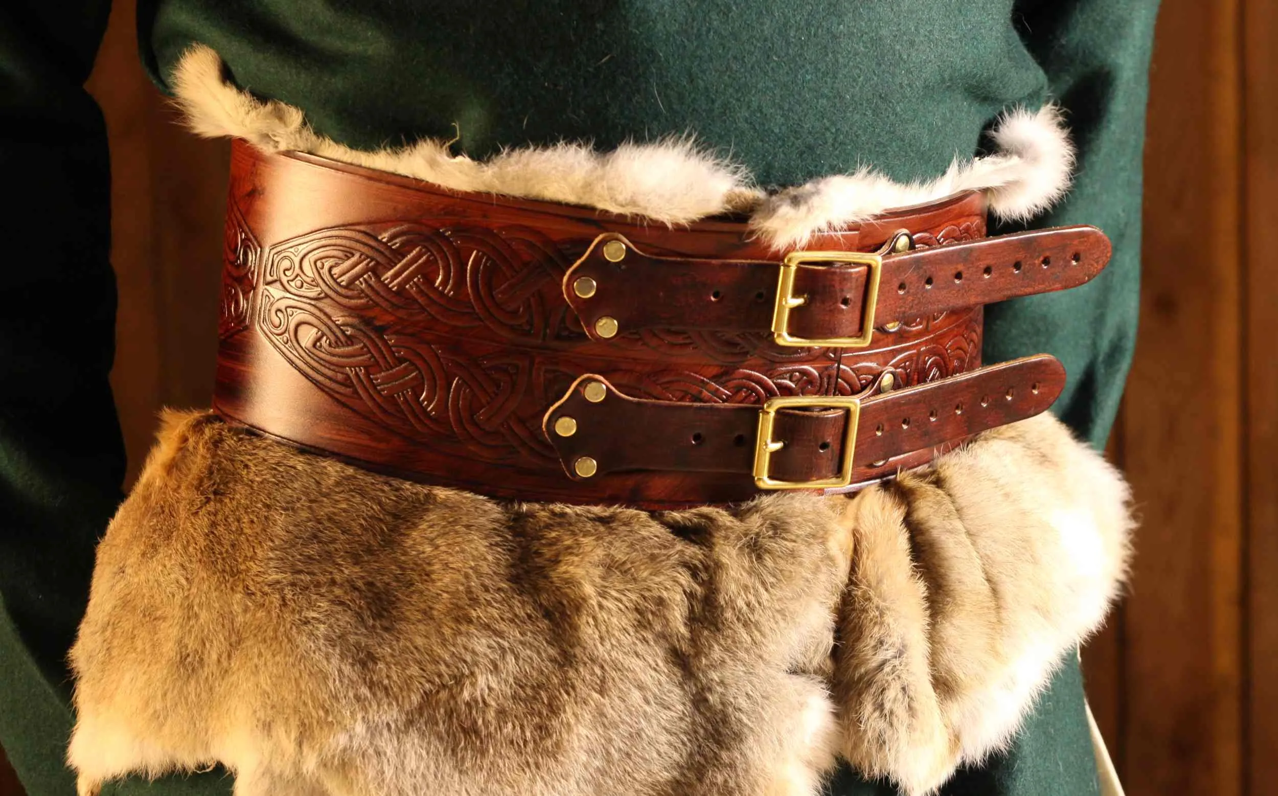 Breiter LARP Ledergürtel, braun