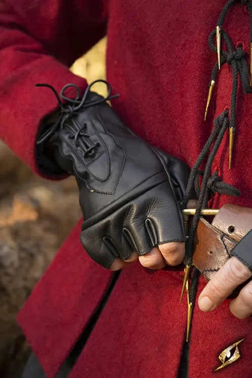 Fingerlose Dieb-Handschuhe aus Leder schwarz