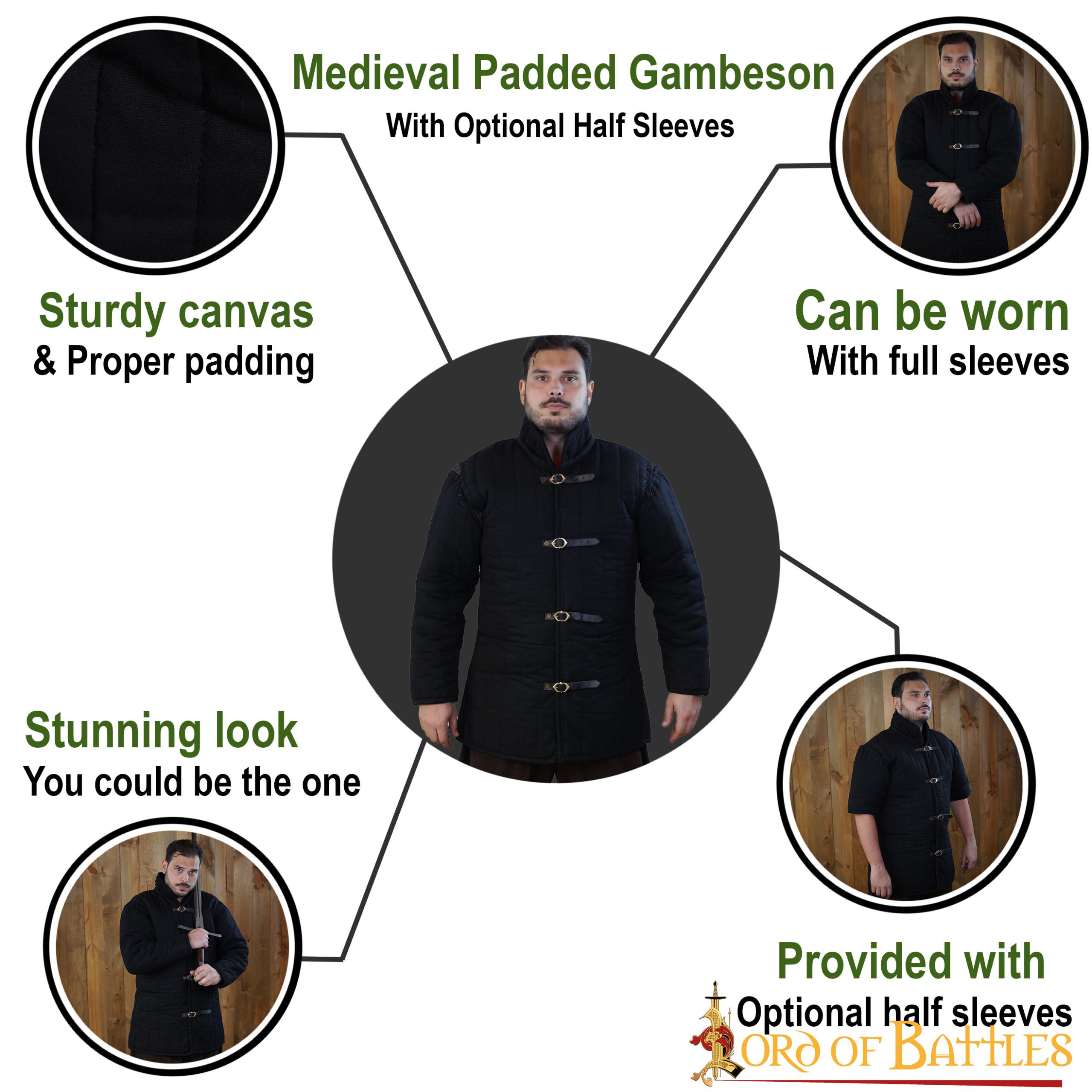 Schwarzer Mittelalterlicher Gambeson (Typ 1)
