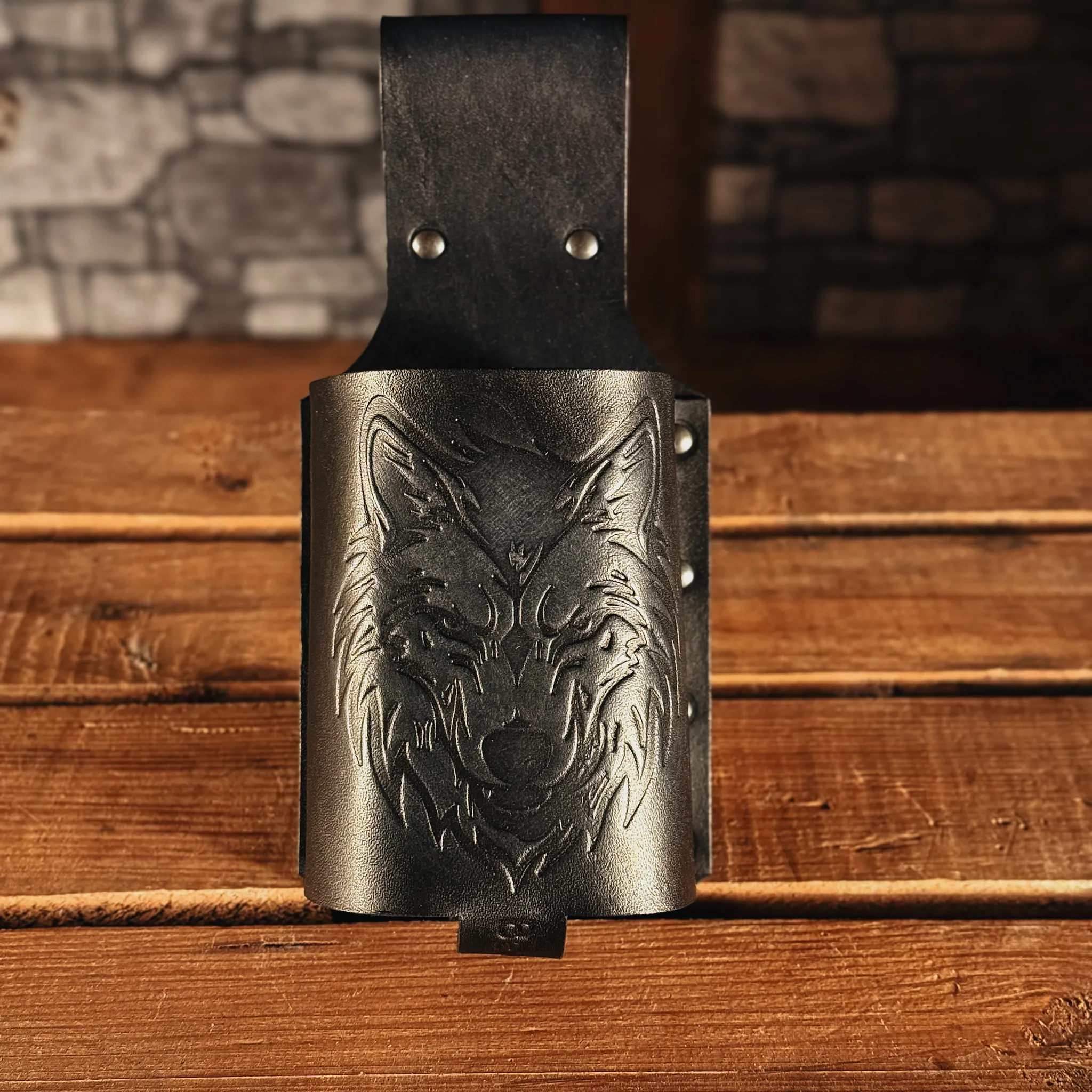 BecherBoss Getränkehalter grimmiger Wolf schwarz