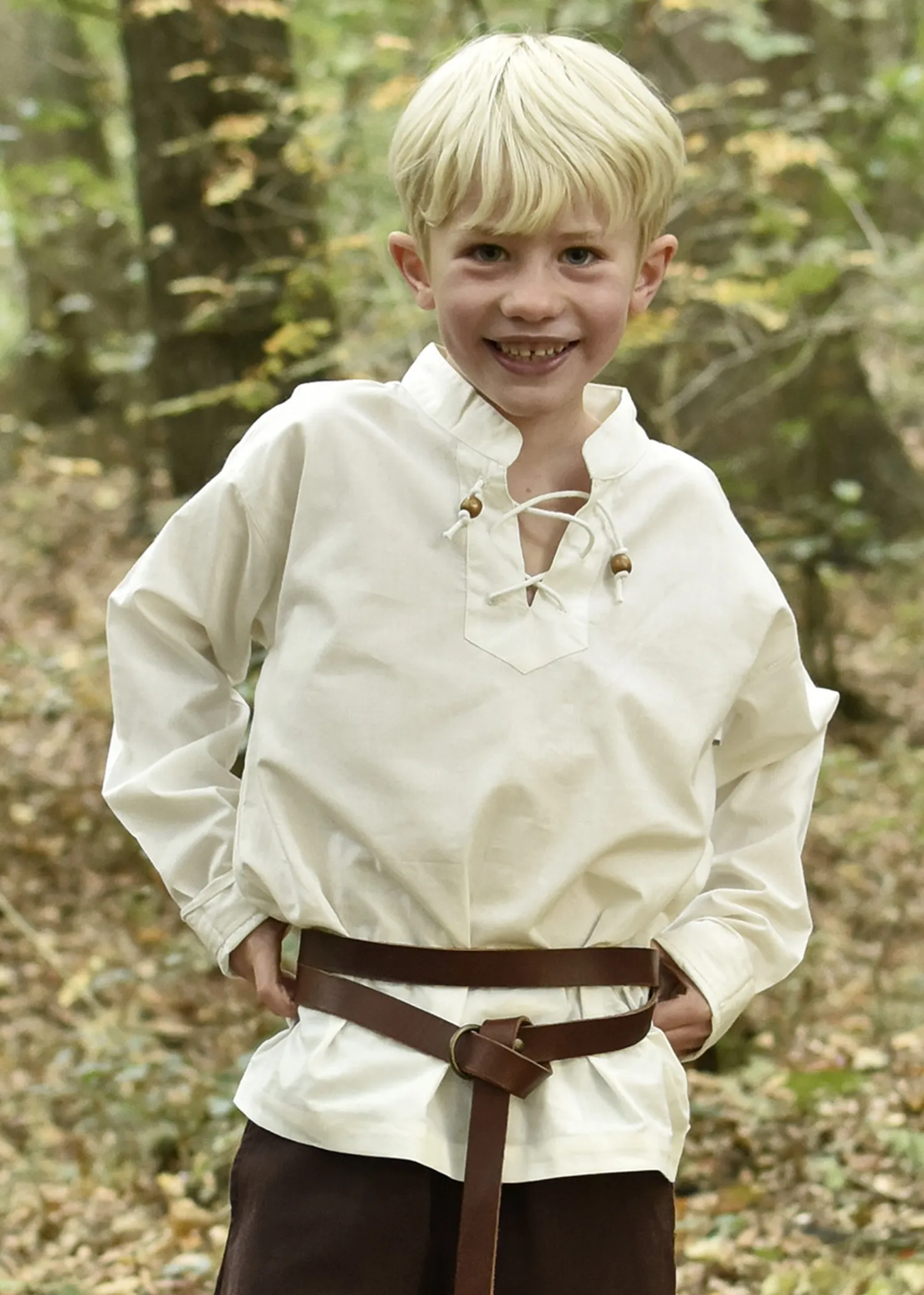 Mittelalterhemd für Kinder Stehkragen, natur