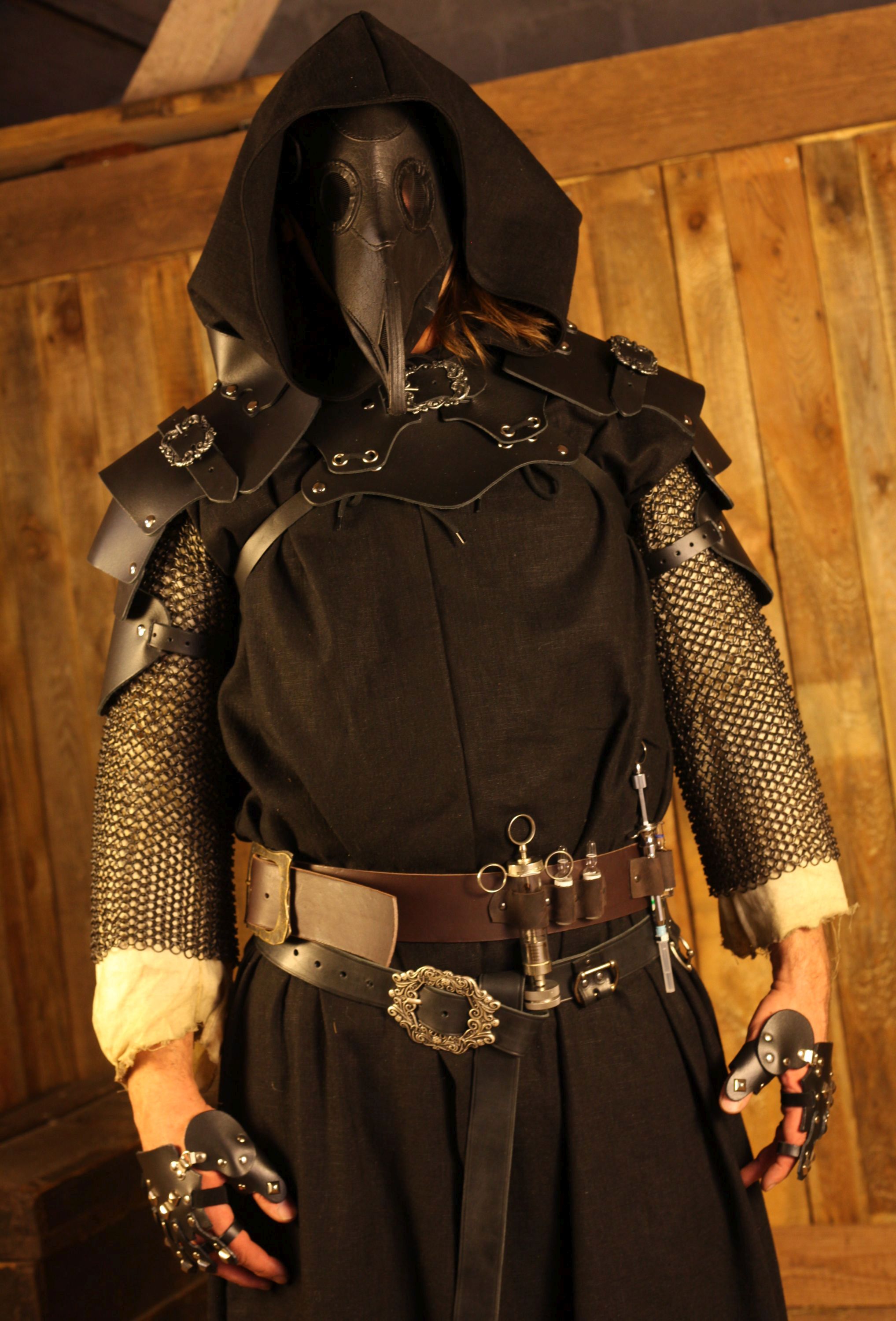 Lederschultern Dieb schwarz