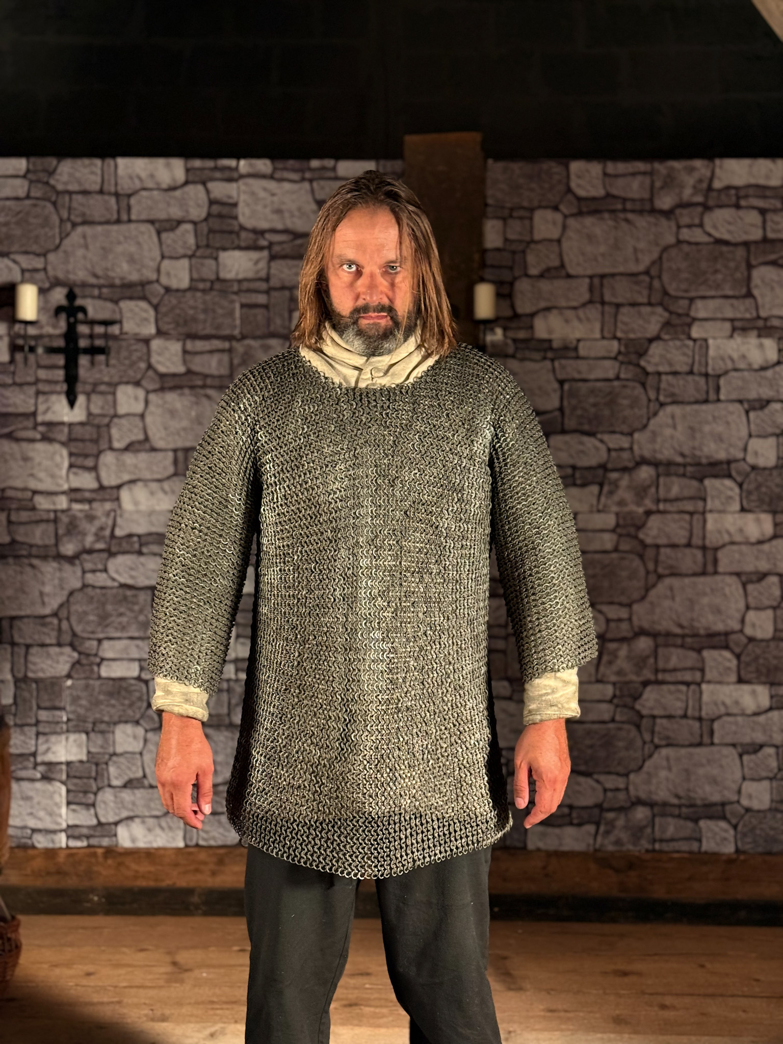 Kettenhemd Haubergeon, Flachring Keilnieten, ID9mm