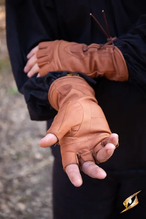 Fingerlose Dieb-Handschuhe aus Leder braun